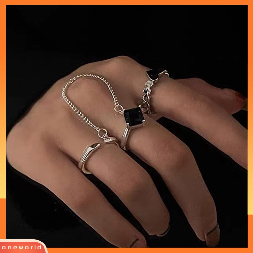 [EONE] 1set Cincin Jari Lady Bentuk Hati Hias Warna Kontras Pembukaan Cincin Adjustable Set Hadiah