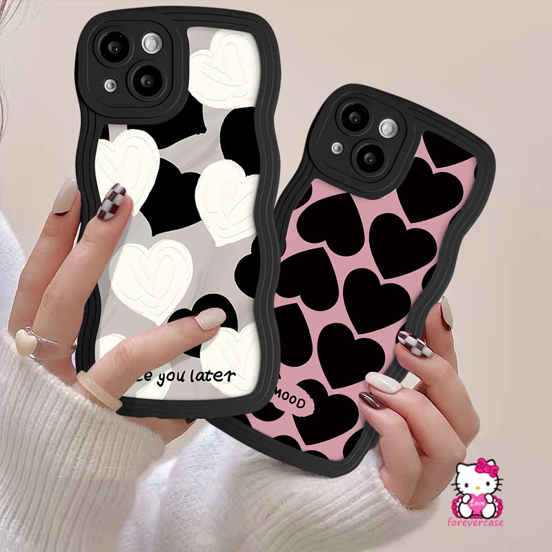 Casing Cinta Hati Tepi Bergelombang Untuk Samsung A11 A23 A51 A50 A33 A14 A04s A53 A30s A13 A21s A12 A22 A31 A02s A50s A52 A03s A32 A04 A52s A20 A04E Fashion Art Lukisan Minyak Lembut Tpu Cover