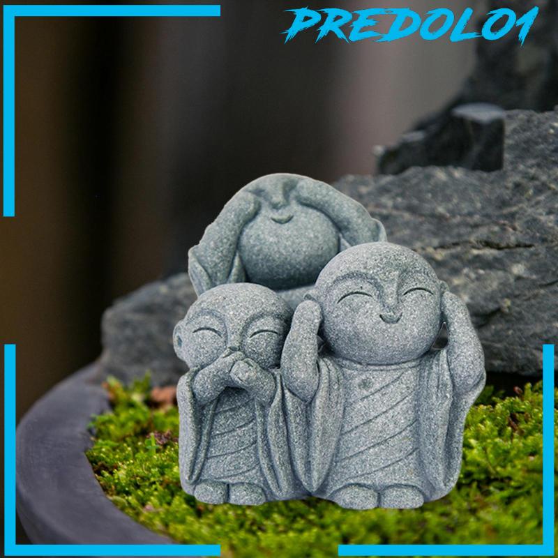 [Predolo1] Patung Dekorasi Tank Ikan Buddha Monk Figurine Untuk Mejataman Mobil