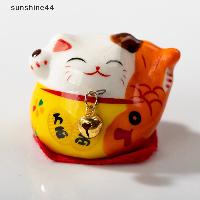 Sunshine 1Pc 40MM Kartun Kucing Beruntung Indah Ornamen Keramik Lonceng Kecil Hadiah Kerajinan ID