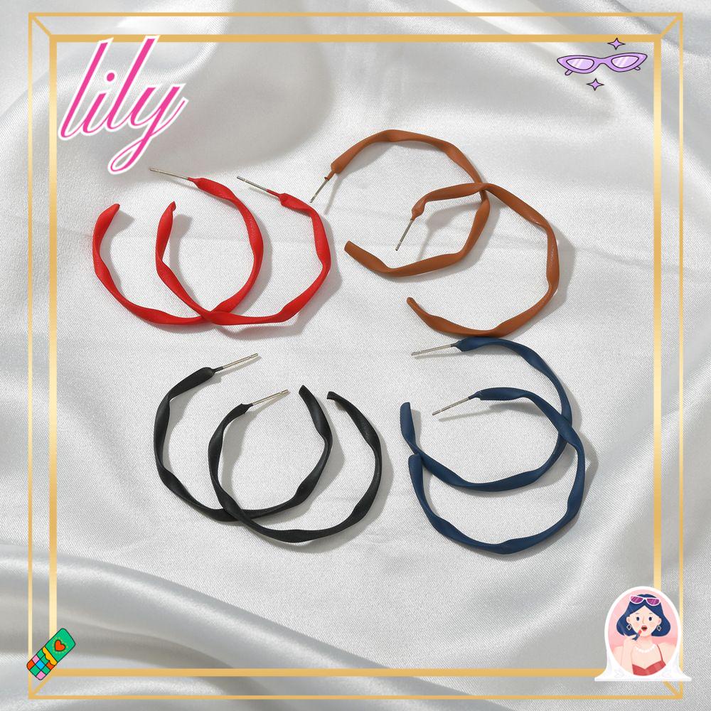 Lily Hoop Earrings Indah Kepribadian Bulat Anting Tindik Telinga Modis