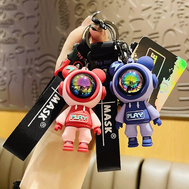 [Unggulan] Kartun Beruang Petir Gantungan Kunci Lucu Astronot Beruang Kelinci Boneka Pasangan Keyring Kreatif Gantungan Kunci Dekorasi Liontin Untuk Mobil Keyring, Tas Gantungan Kunci Aksesoris