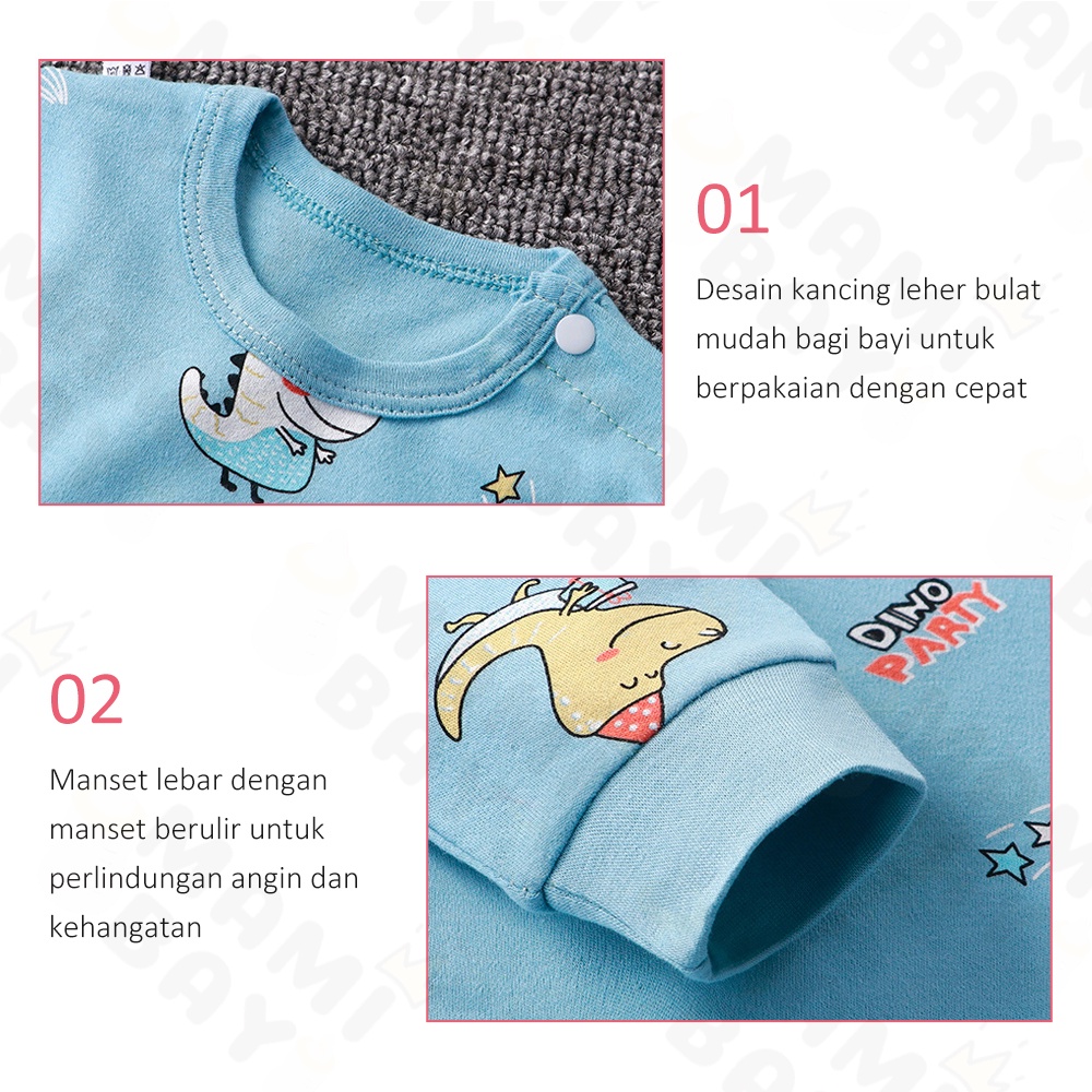 OKEYI baju bayi Jumper pendek bayi motif lucu bodysuit bayi newborn