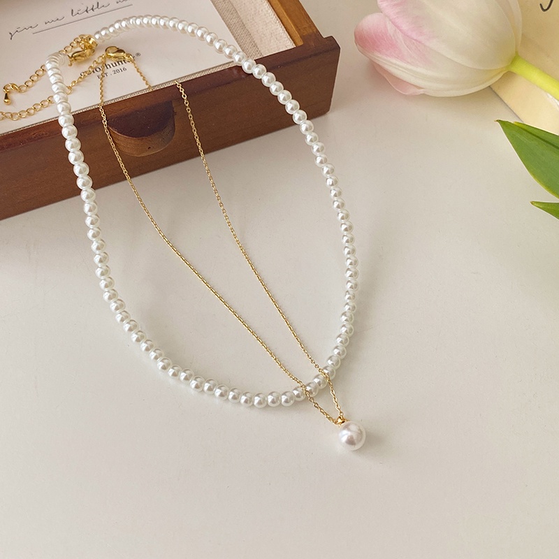 Yeezii Mutiara Manik-Manik Ganda Kalung Untuk Wanita Fashion Rantai Emas Liontin Kalung Choker Perhiasan Aksesoris
