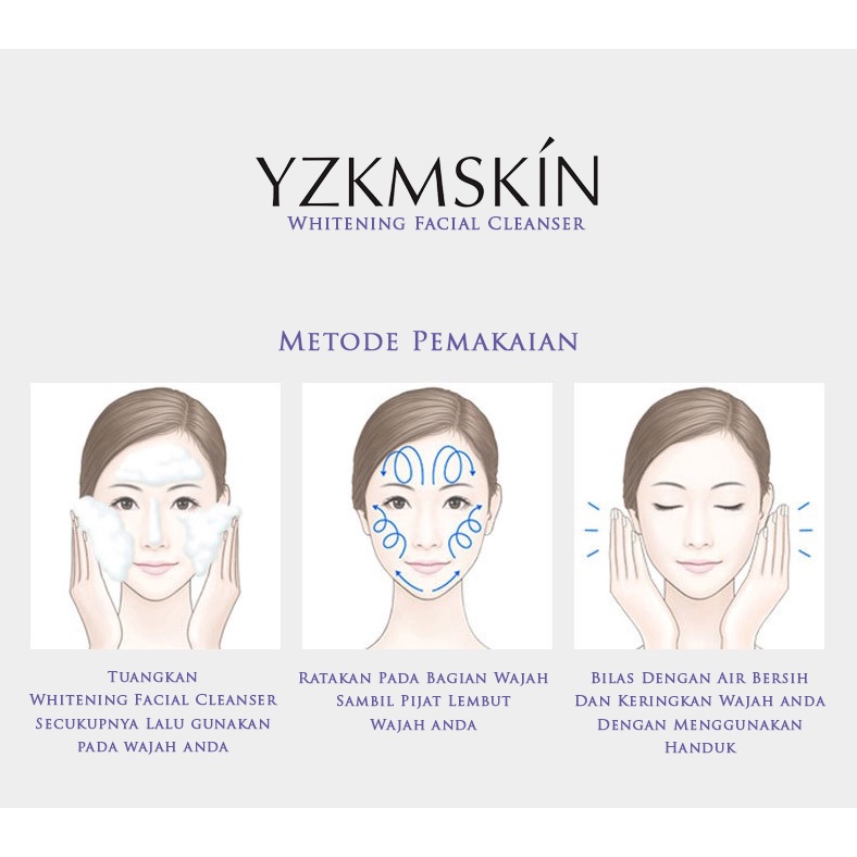 YZKMSKIN Whitening Facial Cleanser / Sabun Cuci Muka Pembersih Wajah &amp; Pemutih Penghilang Jerawat dan komedo 100gr