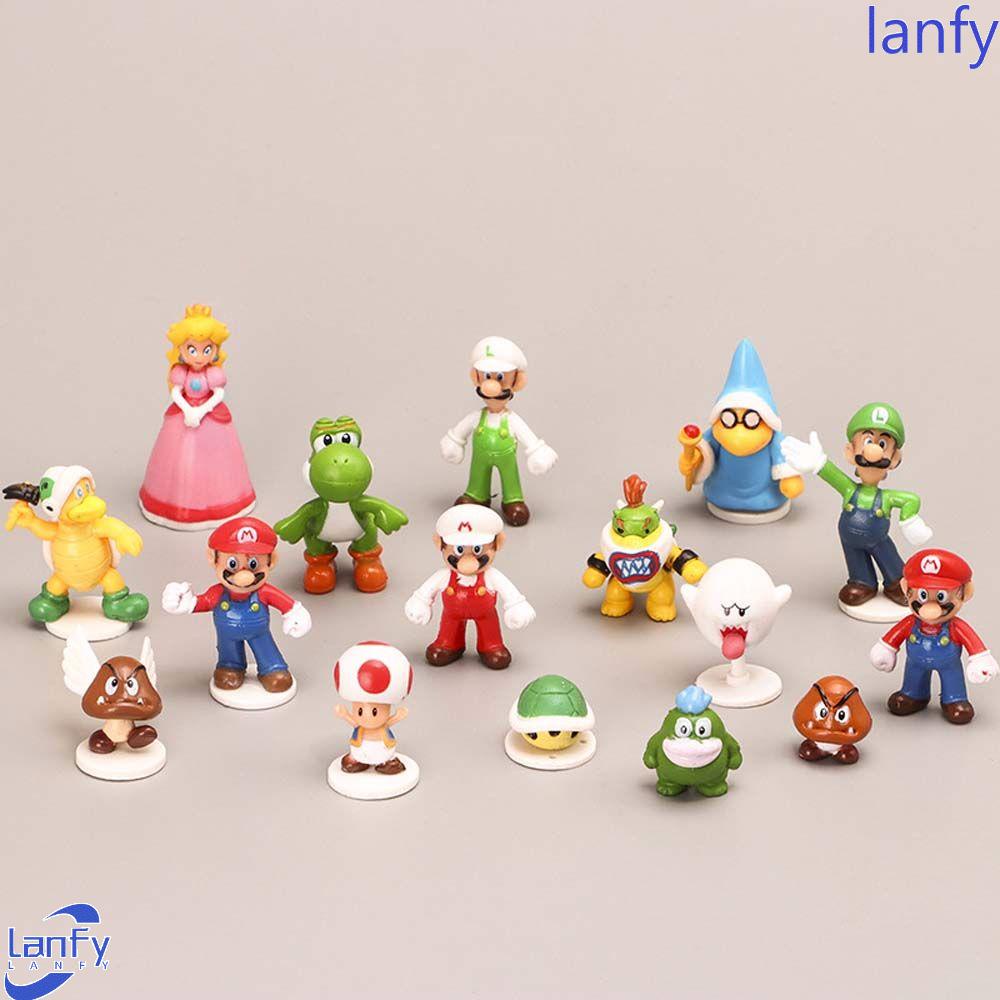 Lanfy Action Figurine Patung Lucu Model Koleksi Jamur Peach Mario Model Anime Bros Super Mario