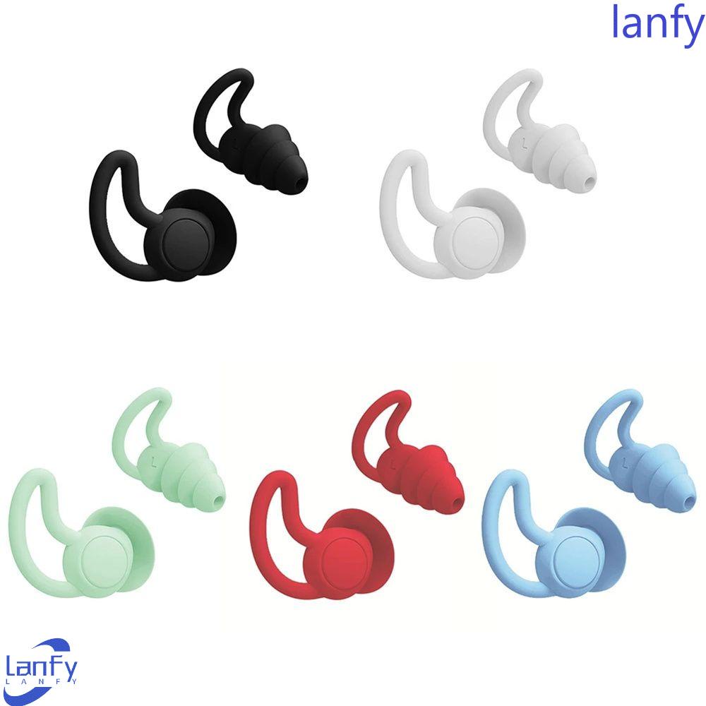 Lanfy Ear Plugs Travel Study Anti Air Noise Reduction Silikon Lembut Penyumbat Telinga Tidur