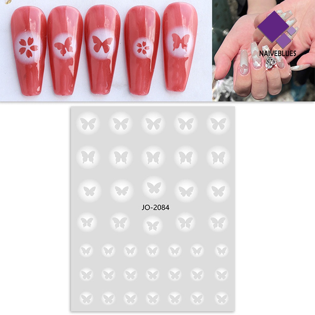 [naiveblues] 2pcs Stiker Kuku Perekat Diri Anti Air Ramah Lingkungan Kuat Mudah Di Aplikasi Butterfly Nail