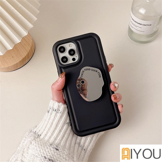 Mewah Korea Irregular Bracket Mirror Case Untuk iPhone 14pro Max 13pro 12 Pro 11 X XS XR Bantalan Udara Penyerap Goncangan Anti Jatuh Airbag Soft Case