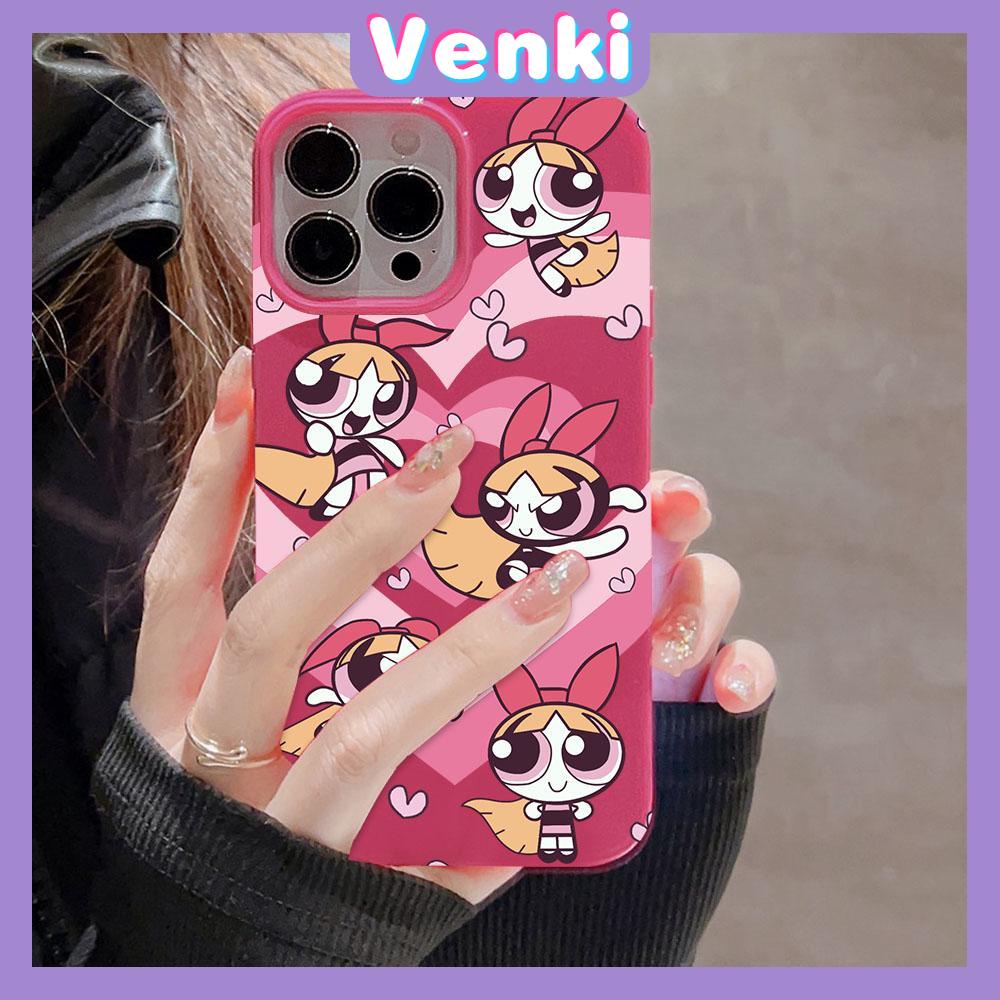 VENKI - For iPhone 11 iPhone Case Black Pink Cute Cartoon Glossy TPU Soft Shell Protection Shockproof Camera Compatible with iPhone14 13 Pro max 12 Pro Max xr xs max 7 8Plus