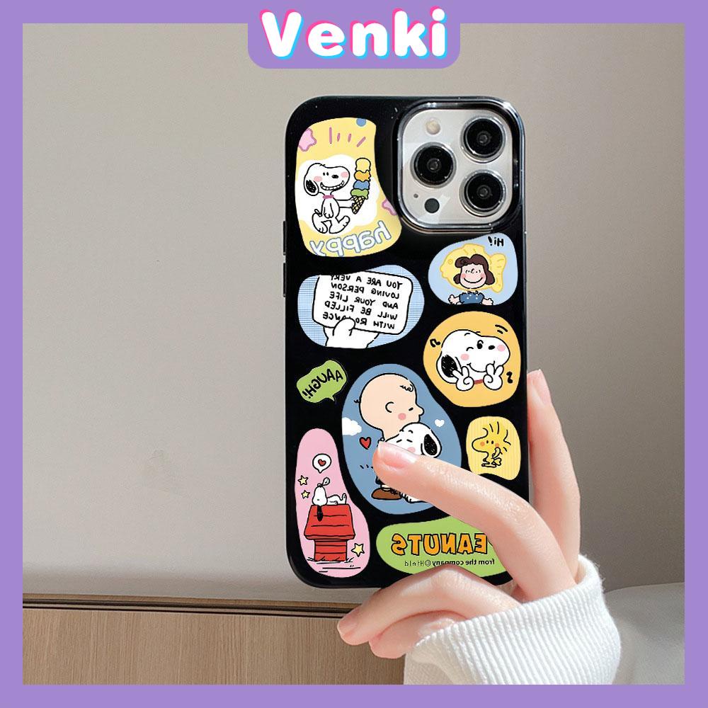 VENKI - For iPhone 14 Pro Max iPhone Cute Cartoon Image Black Phone Case TPU Soft Shell Protection Shockproof Camera Compatible with iPhone 13 Pro max 12 Pro Max 11 xr xs max 7 8