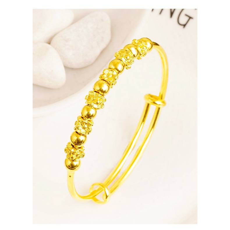 Goldkingdom Aksesoris Perhiasan Fashion Ready Stock Gelang Manik-string Lapis Emas Gelang Geser Yang Dapat Disesuaikan Untuk Wanita