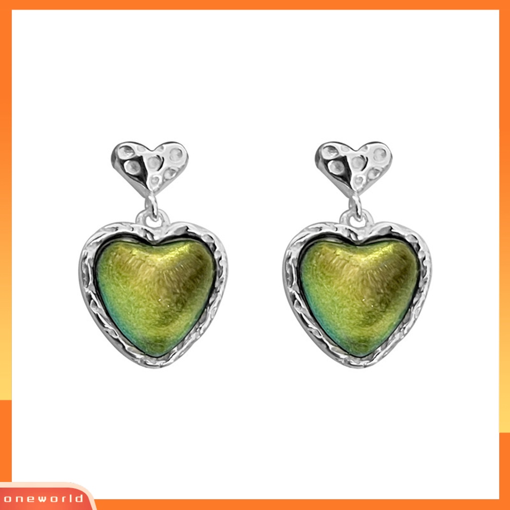 [EONE] 1pasang Anting Wanita Shiny Eye-catching Geometris Pengerjaan Halus Menawan Dekorasi Hypoallergenic Bentuk Hati Liontin Anting Perhiasan Aksesori