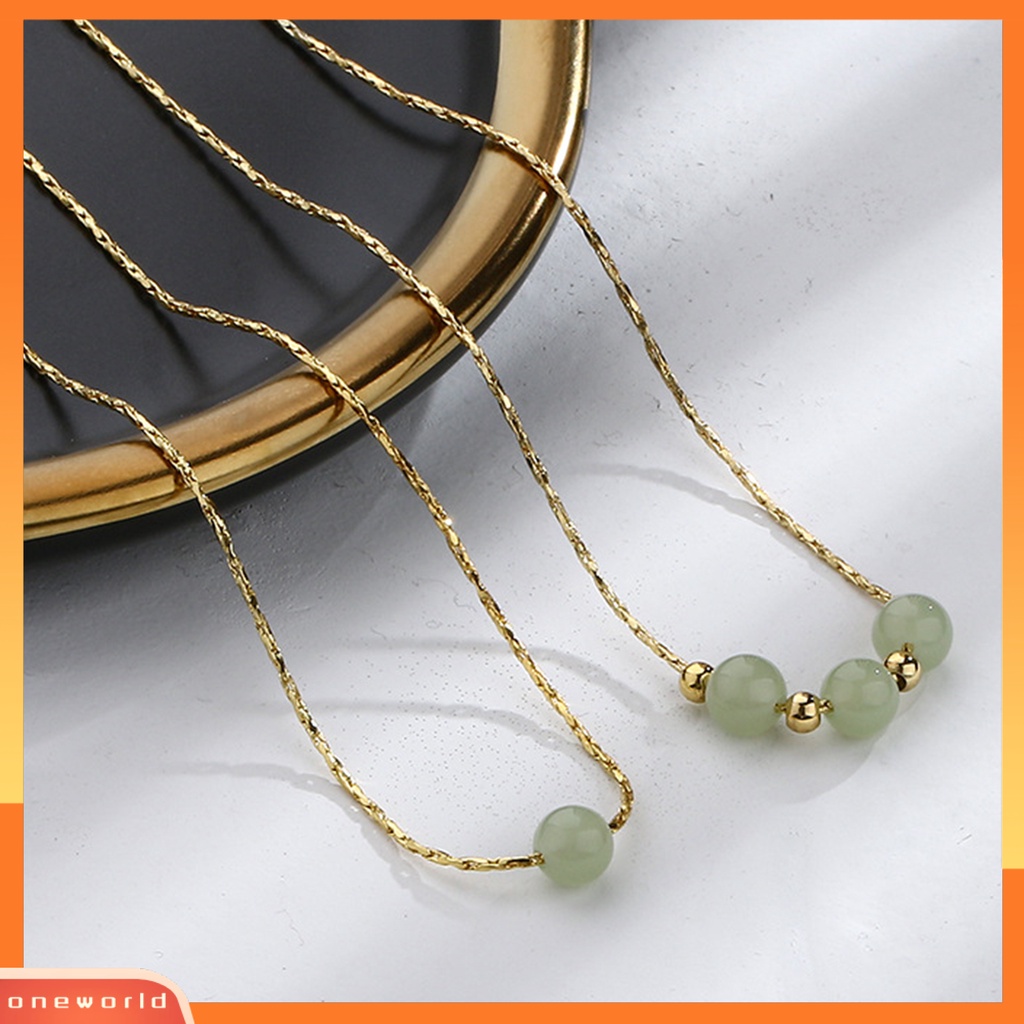 [EONE] Rantai Klavikula Vintage Geometris Imitasi Hetian Jade Adjustable Extension Chain Membawa Keberuntungan Hadiah Wanita Manik-Manik Liontin Kalung Pesona Perhiasan Untuk Pacaran