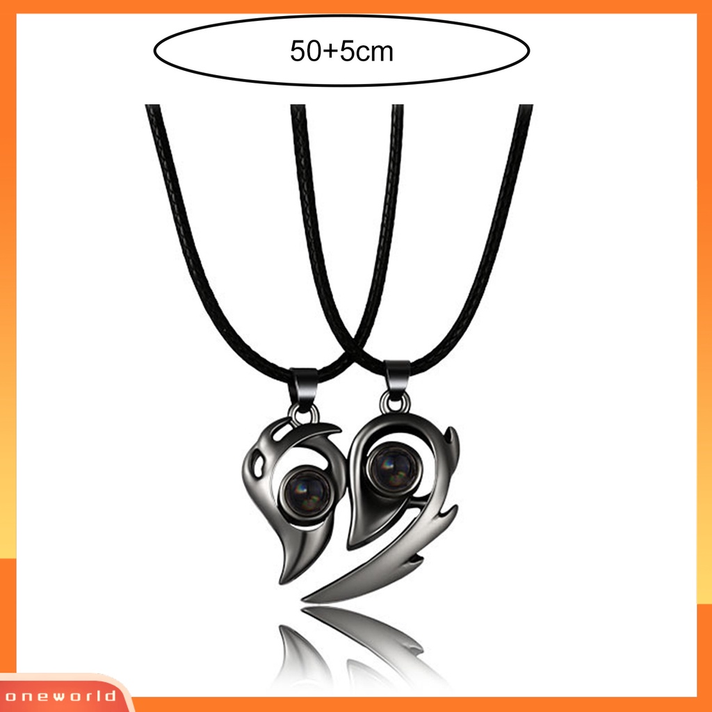 [EONE] 2pcs Pasangan Kalung ic Atraksi Berbentuk Hati Liontin Geometris Electroplating Kepribadian Dekorasi Aksesori Proyeksi Jantung Tergantung Kalung Yang Sesuai Untuk Pacaran