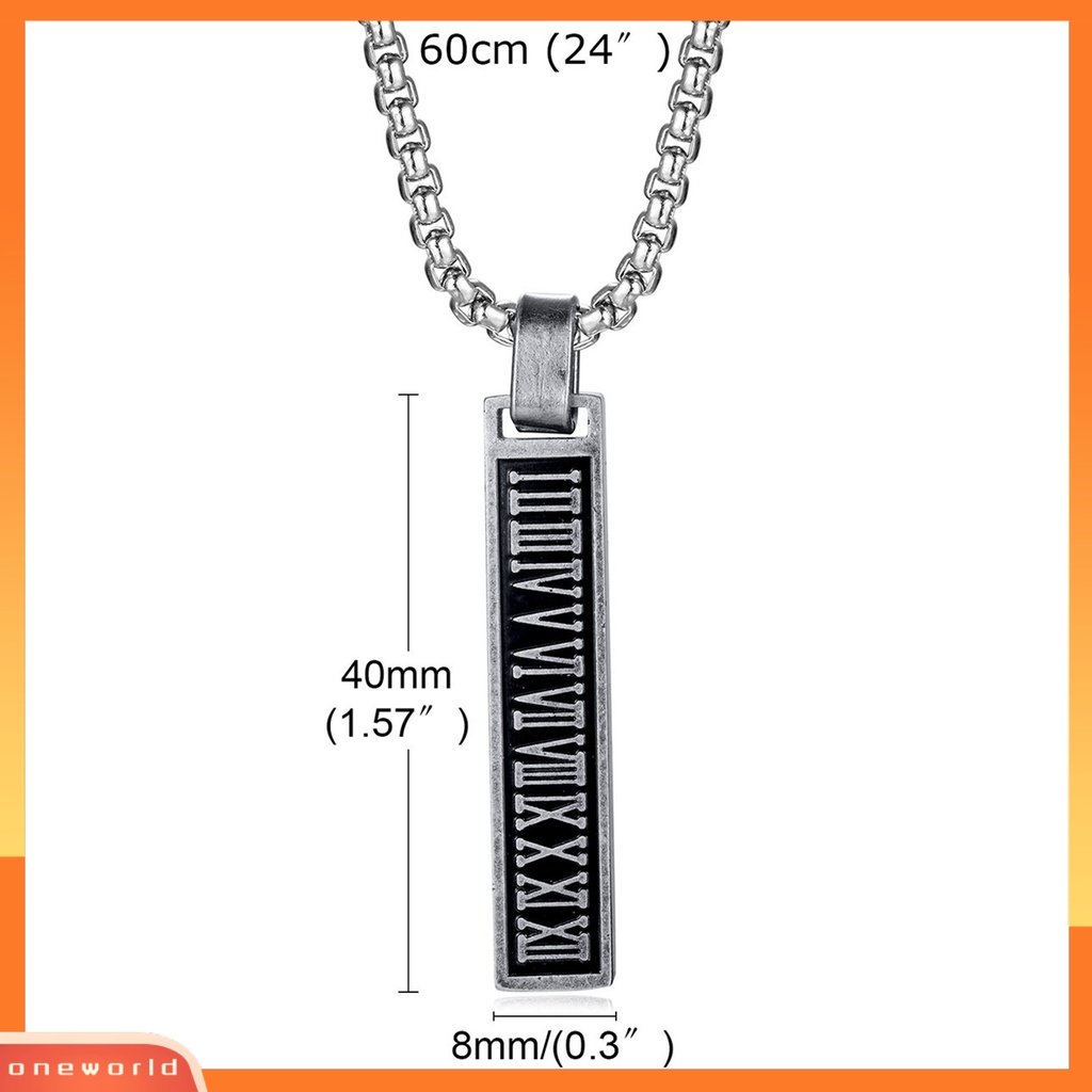 [EONE] Pria Kalung Anti Karat Liontin Electroplating Geometris Rantai Ular Leher Dekorasi Tahan Lama Fashion Angka Romawi Persegi Panjang Liontin Kalung Aksesori Pakaian