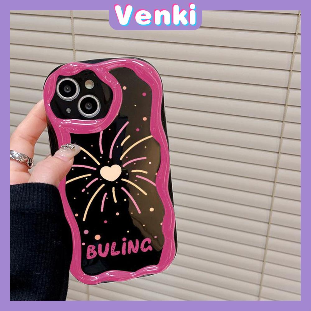 VENKI - For iPhone 11 iPhone Case 3D Curved Edge Wavy TPU Airbag Shockproof Camera Case Glossy Black Firework Compatible with iPhone 14 13 Pro max 12 Pro Max xr xs max 7Plus 8Plus