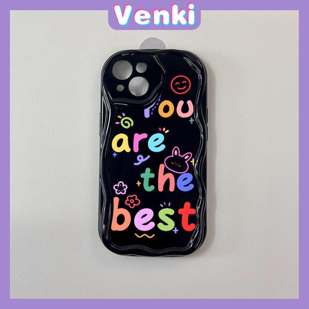 VENKI - For iPhone 11 iPhone Case 3D Curved Edge Wave TPU Airbag Shockproof Camera Cover Glossy Black Cute Compatible with iPhone 14 13 Pro max 12 Pro Max xr xs max 7Plus 8Plus