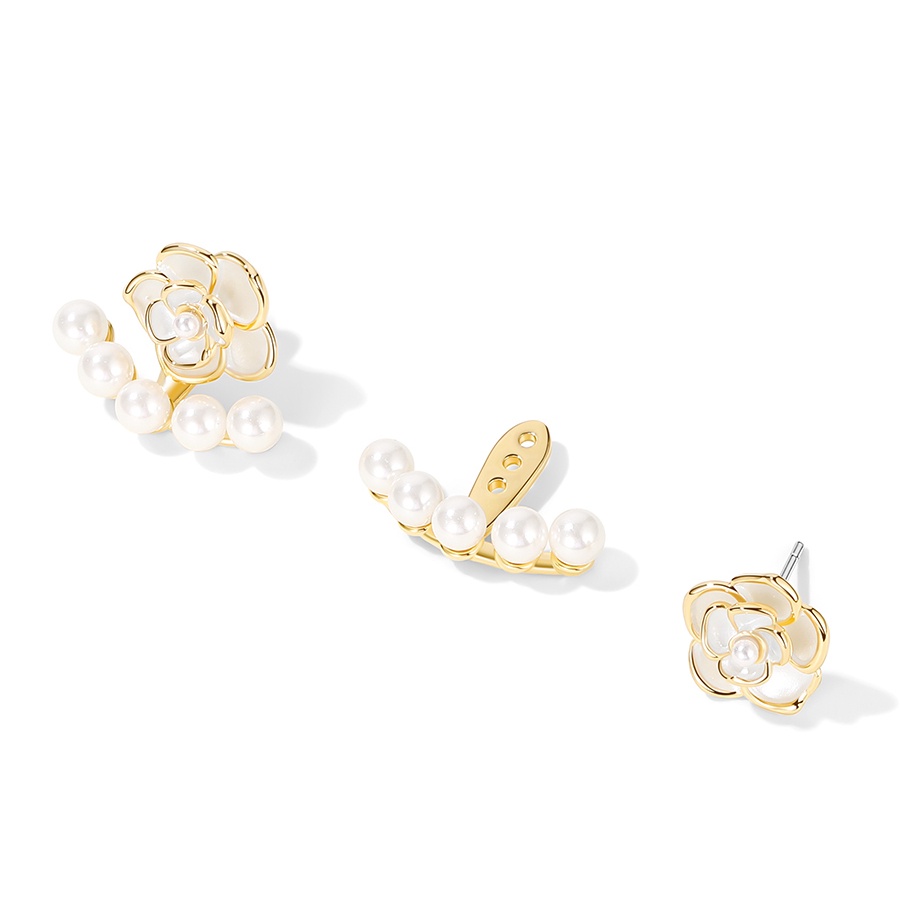 Anting Mutiara Camellia Retro Prancis Mewah Anting Perhiasan Telinga Untuk Wanita Perempuan