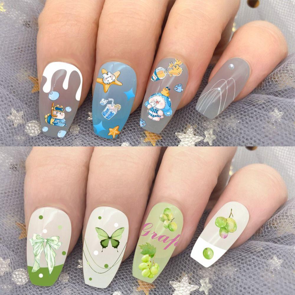 Mxbeauty Kartun Kuku Decals Desain Lucu Permen Perekat Diri Decal Cherry Strawberry Lemon Dekorasi Kuku