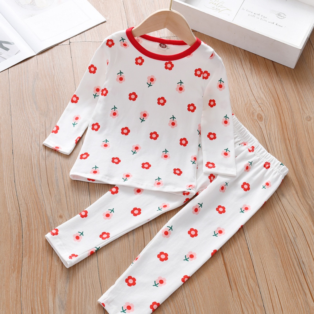 ZASKIYA - Setelan Anak Piyama Ringer tee RED Lengan Panjang / Piyama Anak Bergambar / Piyama Panjang / Baju Tidur Anak Usia 1-5 thn