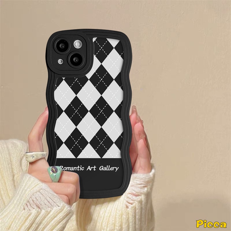 Romantic Art Flowers Diamond Plaid Case Untuk Infinix Smart4 6 5plus Hot20 11s 9 10 20s 8 10s 12i 10Lite 12 Pro Hot 9 12 10 11 Play Note 12 G96 10 Pro Wavy Edge Soft Tpu Sarung