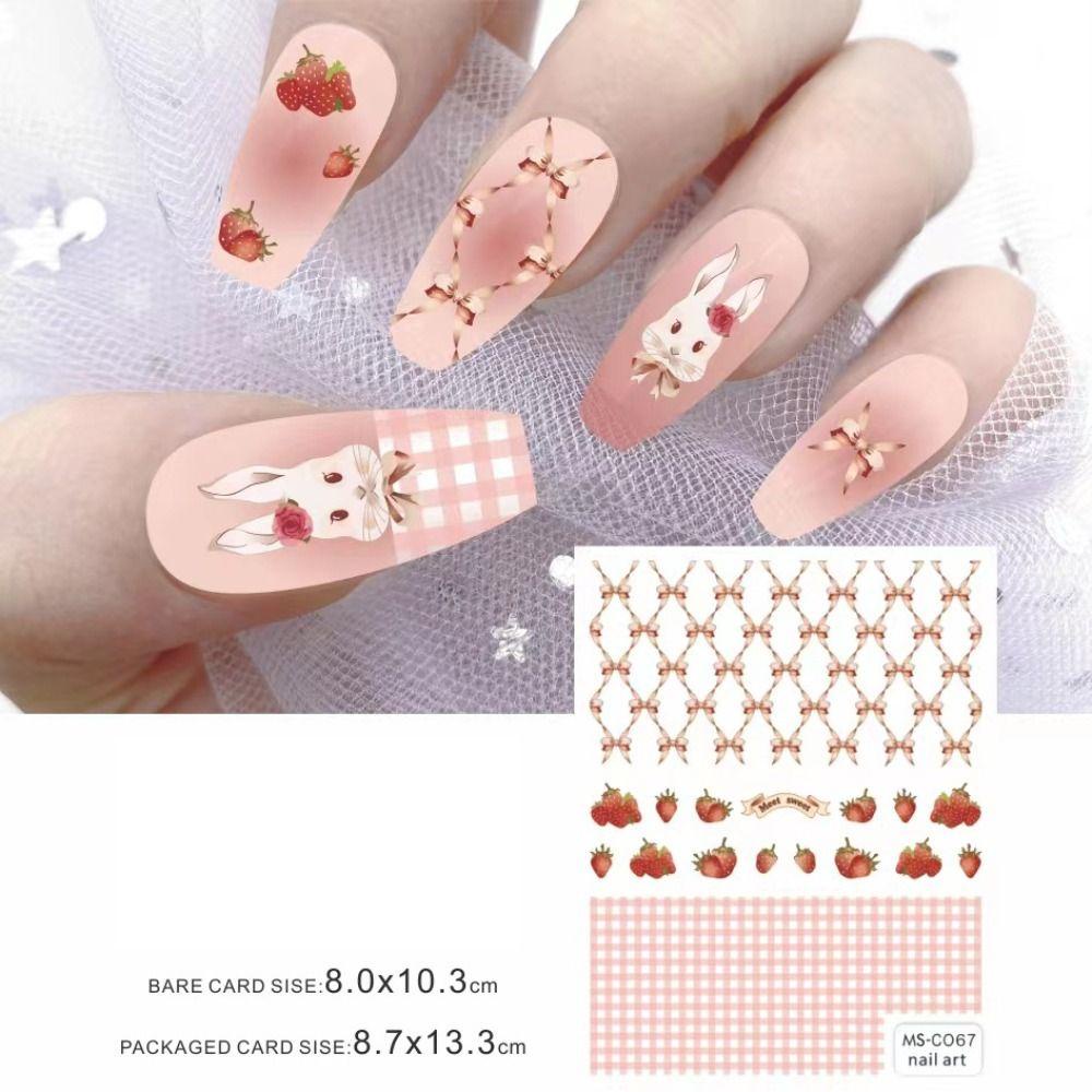 Mxbeauty Stiker Kuku Kelinci Mawar Kupu Kuromi Kitty Cat Melody Nail Art Dekorasi