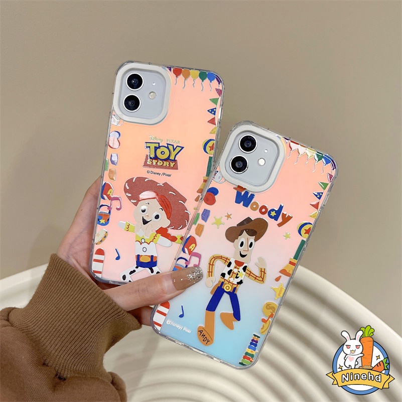 Casing iPhone Laser Gradasi Kompatibel Untuk Iphone14 13 12 11 Pro Max X Xr Xs Max8 7 Plus SE 2020 Toy Story Mania Casing Ponsel Anti Jatuh Glossy Shockproof Matte Hard Case Penutup Belakang