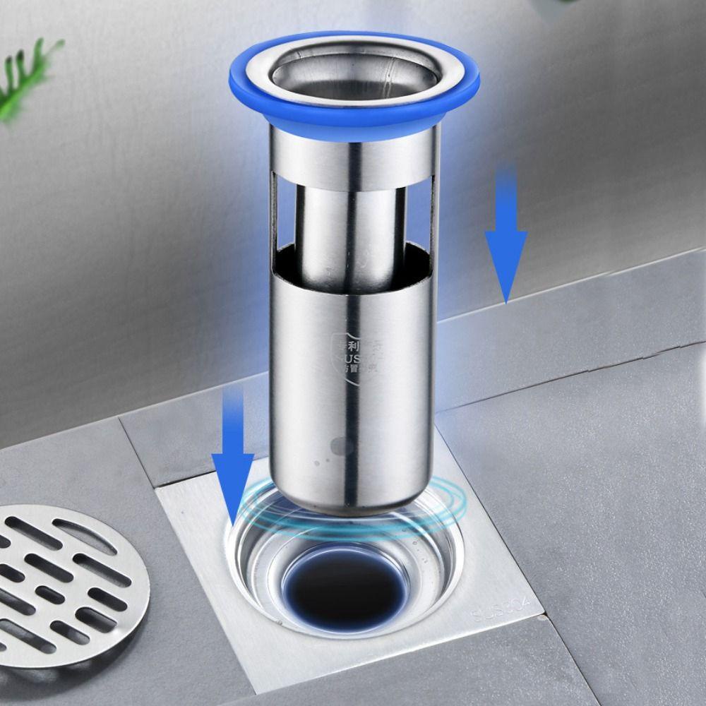 [Elegan] Floor Drain Deodorisasi Pencegah Serangga Anti Bau Alat Kamar Mandi304Stainless Steel Dapur Selokan Seal Toilet Draininner Core