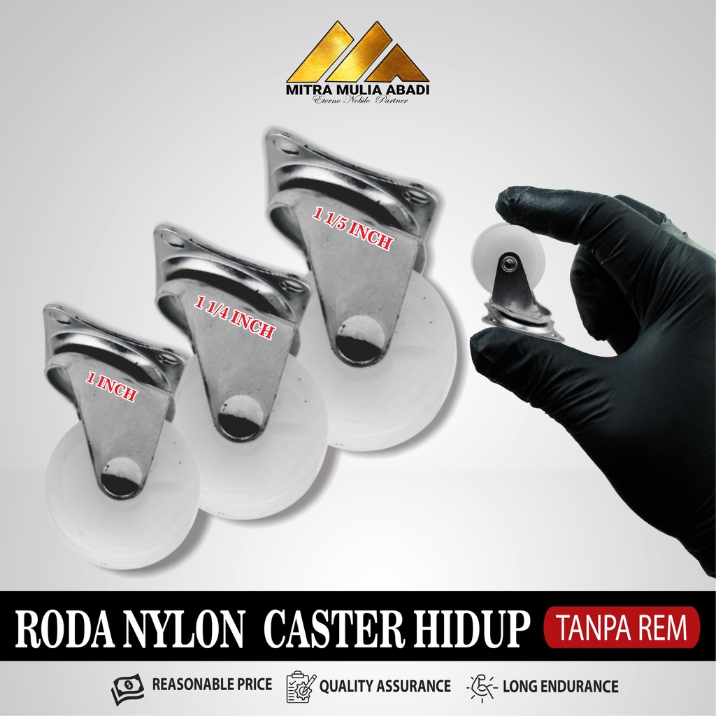 Roda Caster Putih Roda Nylon Roda Koper Hidup Tanpa Rem Per PCS