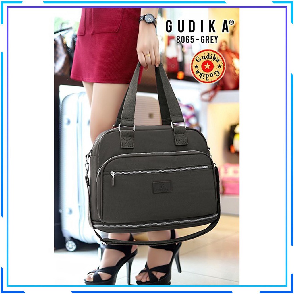 GUDIKA 8065 - Travel Bag Wanita Kekinian Import Original Terbaru Bahan Nilon Waterproof Anti Air Sling Bag Premium Korea bisa muat banyak barang banyak slot kocek terlaris - tas wanita - tas cewek - tas Gym - tas baju - gudika bag - tas gudika