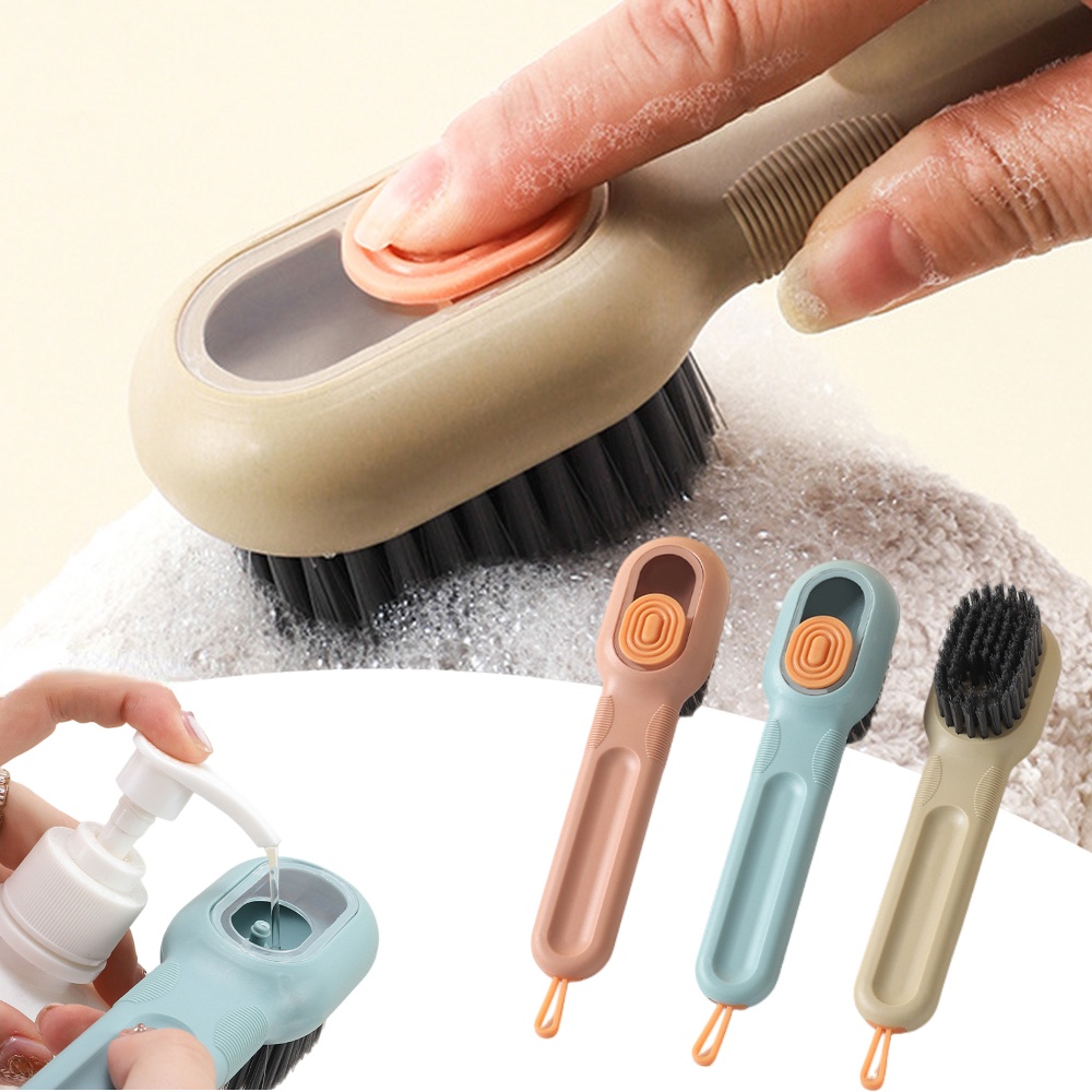 [Unggulan] Sikat Sepatu Isi Cairan Manual Dapat Digantung Alat Penghilang Noda Dinding Wastafel Cuci Gadget Bulu Lembut Sikat Pembersih Pakaian