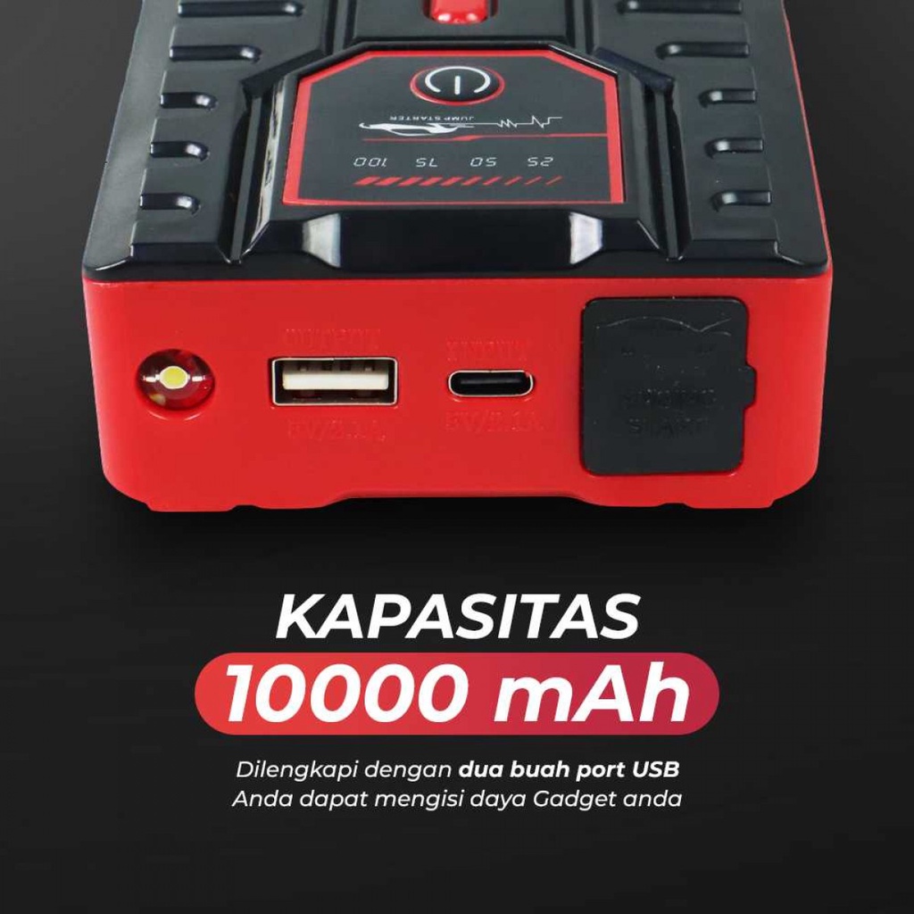 Jumper Aki Multifungsi Jump Starter Power Bank Senter USB 12V 6000mAh