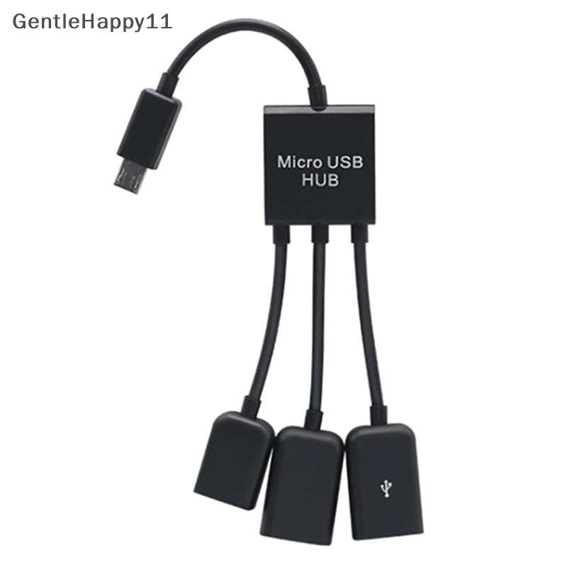 Gentlehappy 3in1 Micro USB Type C HUB Male to Female Double USB 2.0 Host Kabel Adaptor OTG id