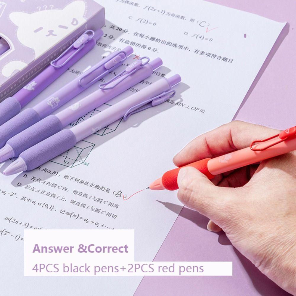 Nanas 5PCS Gel Pen Lucu Kantor Sekolah Perlengkapan Merah Pen Koreksi Ralatan 0.5mm Pena Netral