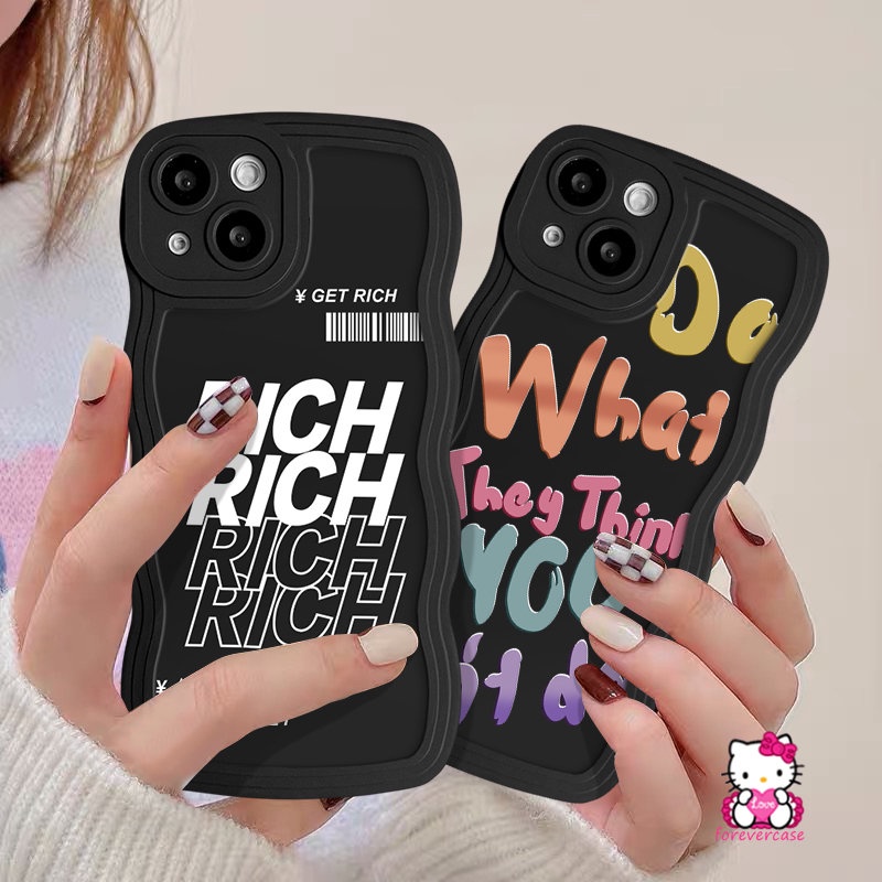 Casing Ponsel Tpu Lembut Merek Trendi Kompatibel Untuk IPhone XR XS X Max 6s 7 8 6 14 Plus 7Plus 11 12 14 13 Pro Max SE 2020 INS Surat Grafiti Sederhana Mendapatkan Kaya Bergelombang Pinggiran Penutup Belakang