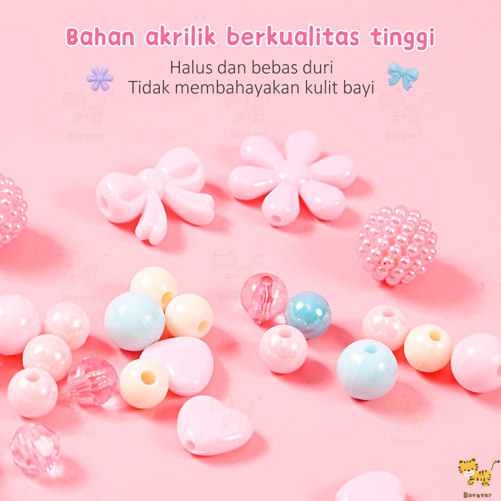 ID Bevavar Mainan Edukasi kreatifitas anak Meronce Gelang/big beaded set Kotak Manik Meronce/set DIY kalung/gelang/cincin anak