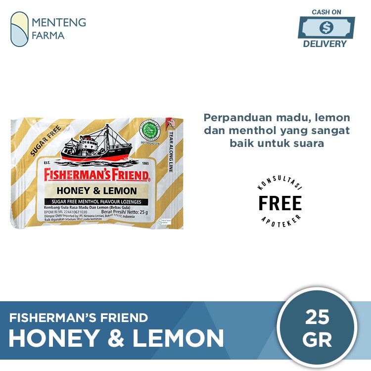 Fisherman's Friend Honey &amp; Lemon Sugar Free - Permen Pelega Tenggorokan