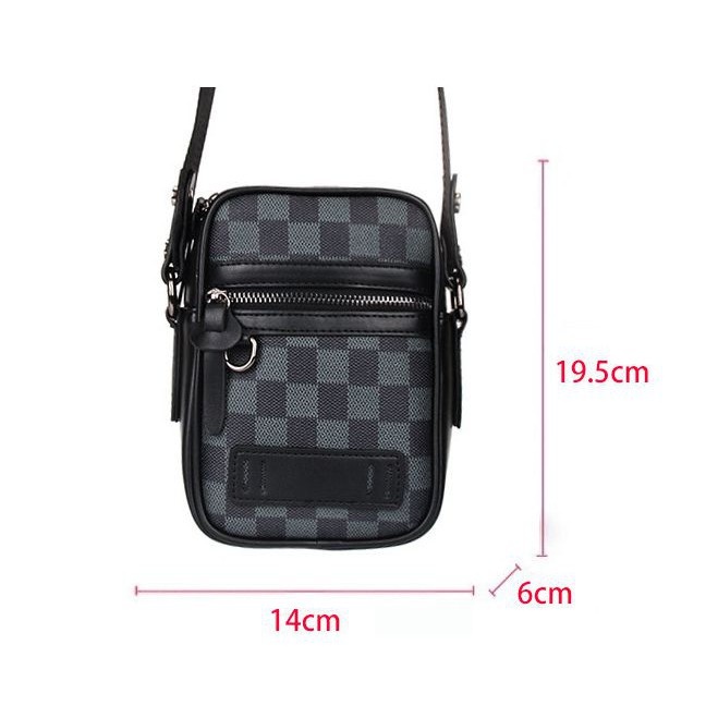 CSONLINEMALL Fashion Tas Selempang Pria Small Crossbody Sling Pack Tas Pu Kulit Phone Pack