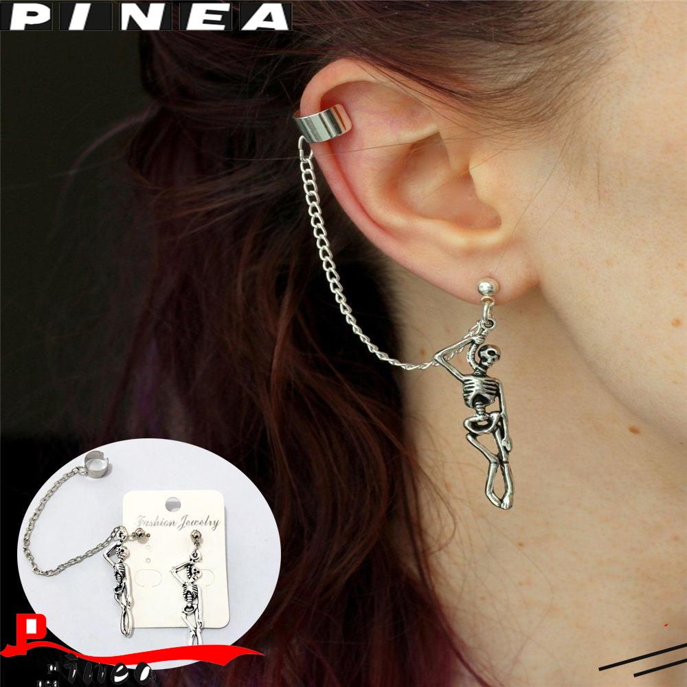 Nanas 1pasang Anting Tengkorak Perhiasan Fashion Rock Punk Skeleton Gothic Ear Stud