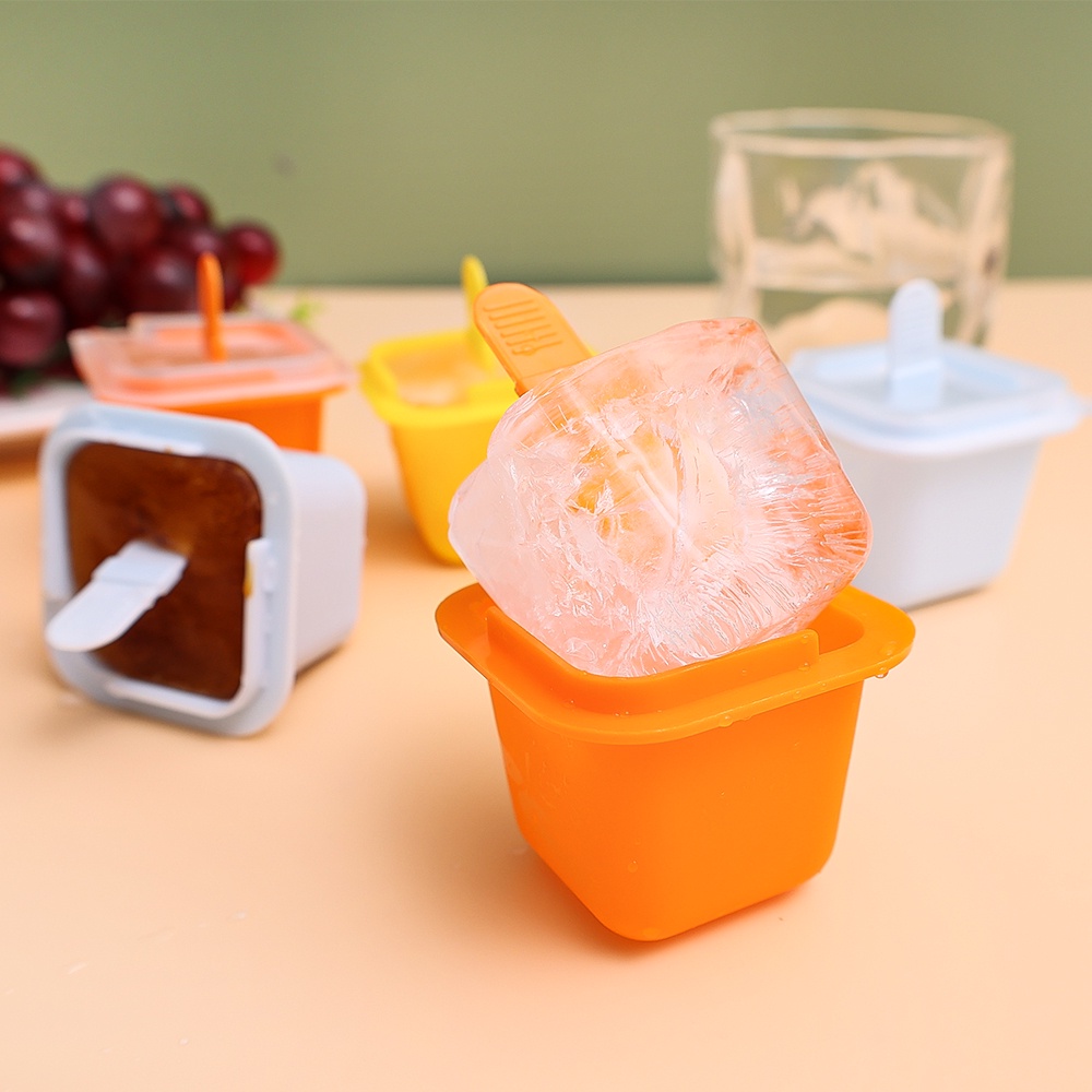 Musim Panas Es Minuman Pembuat Alat Persegi Lembut Bawah Mini Es Batu Cetakan Jelly Puding Alat Dapur Silikon Cube Mold Tahan Lama Mudah Demoulding DIY Popsicle Cetakan Dengan Tongkat