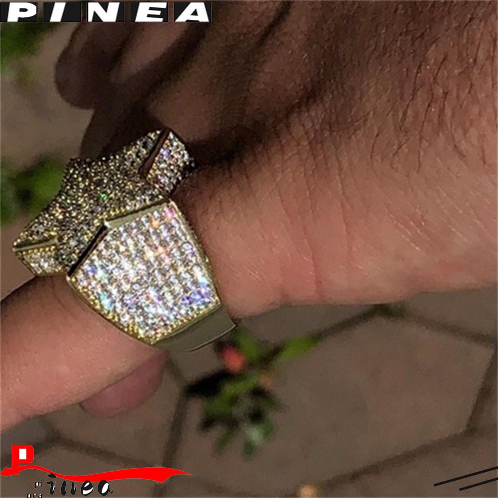 Nanas CZ Bintang Cincin Baru Mewah Mengkilap Fashion Berlian Hip Hop