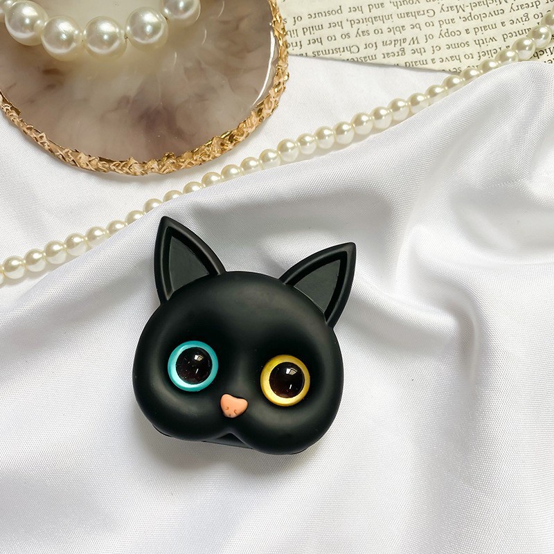 Lucu Kucing Ponsel Holder Portable Phone Airbag Holder Desktop Lazy Person Holder Flip Top Portable 3D Kucing Kosmetik Cermin Aksesoris Telepon