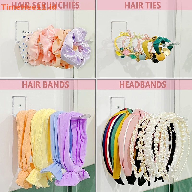 Timehee 3pcs Bando Akrilik Tempel Dinding Bening Gantung Headband Organizer Untuk Gadis Wanita ID