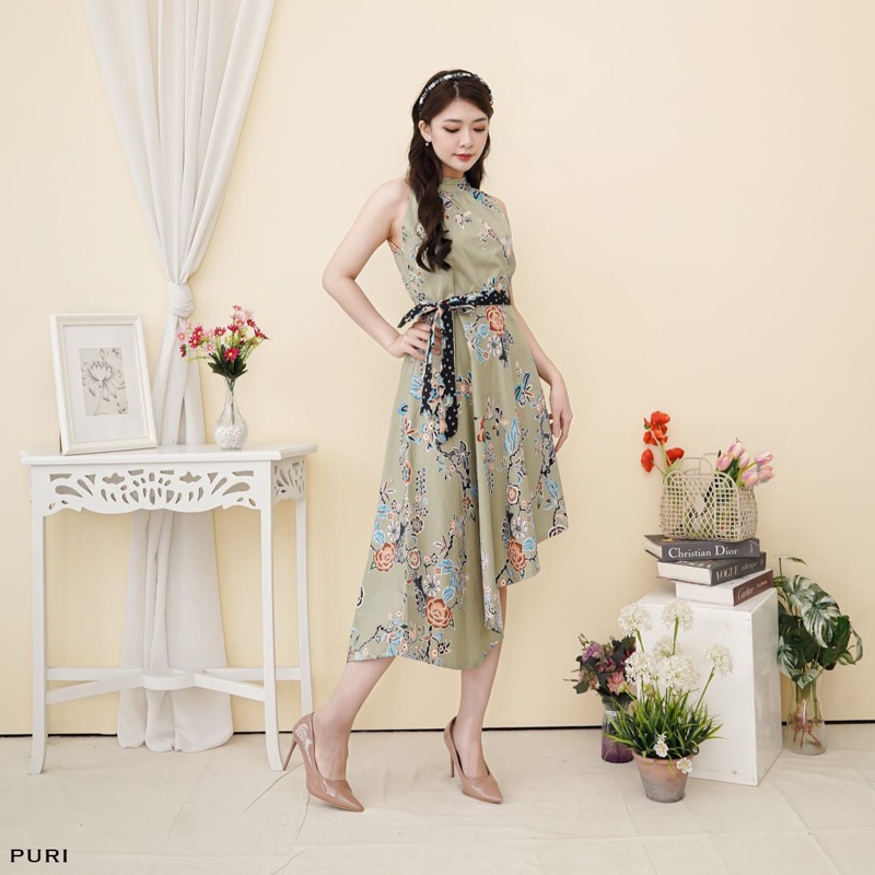 Evercloth Puri Dress Batik Modern Wanita Gaun Terusan Jumbo