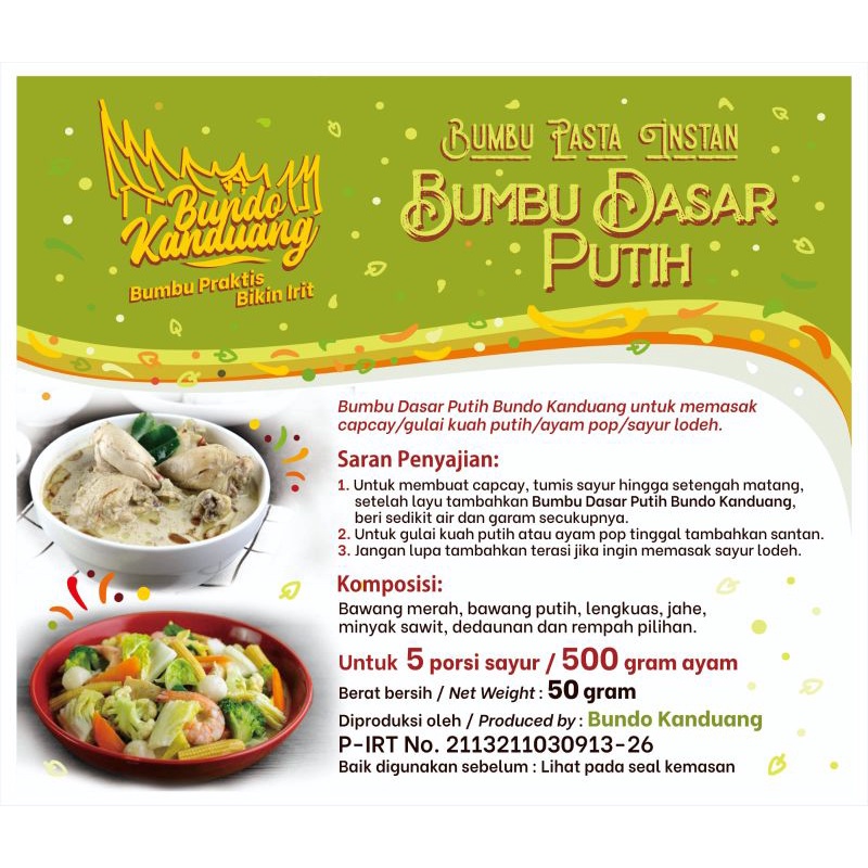 

Bumbu Dasar Putih Bundo Kanduang 50 gram