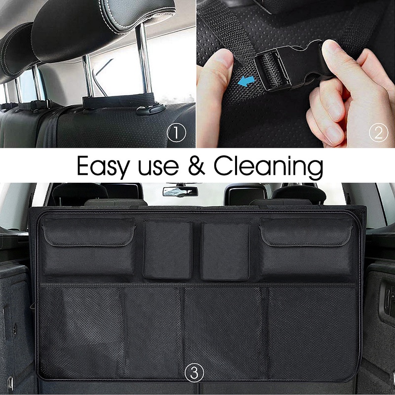 Car Trunk Organizer Adjustable Backseat Storage Bag Net Kapasitas Tinggi Multi use Oxford Mobil Kursi Sandaran Organizers Universal