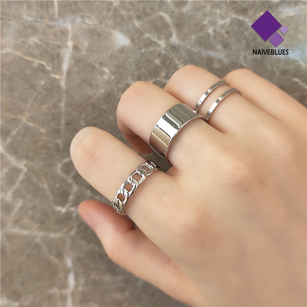 &lt; Naiveblues &gt; 3Pcs/Set All-match Open Adjustable Stackable Finger Ring Knuckle Ring Aksesori