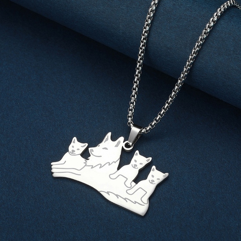 Zh Perhiasan Hip Hop Stainless Steel Serigala Liontin Pria Dan Wanita Kalung Punk Perhiasan Aksesoris