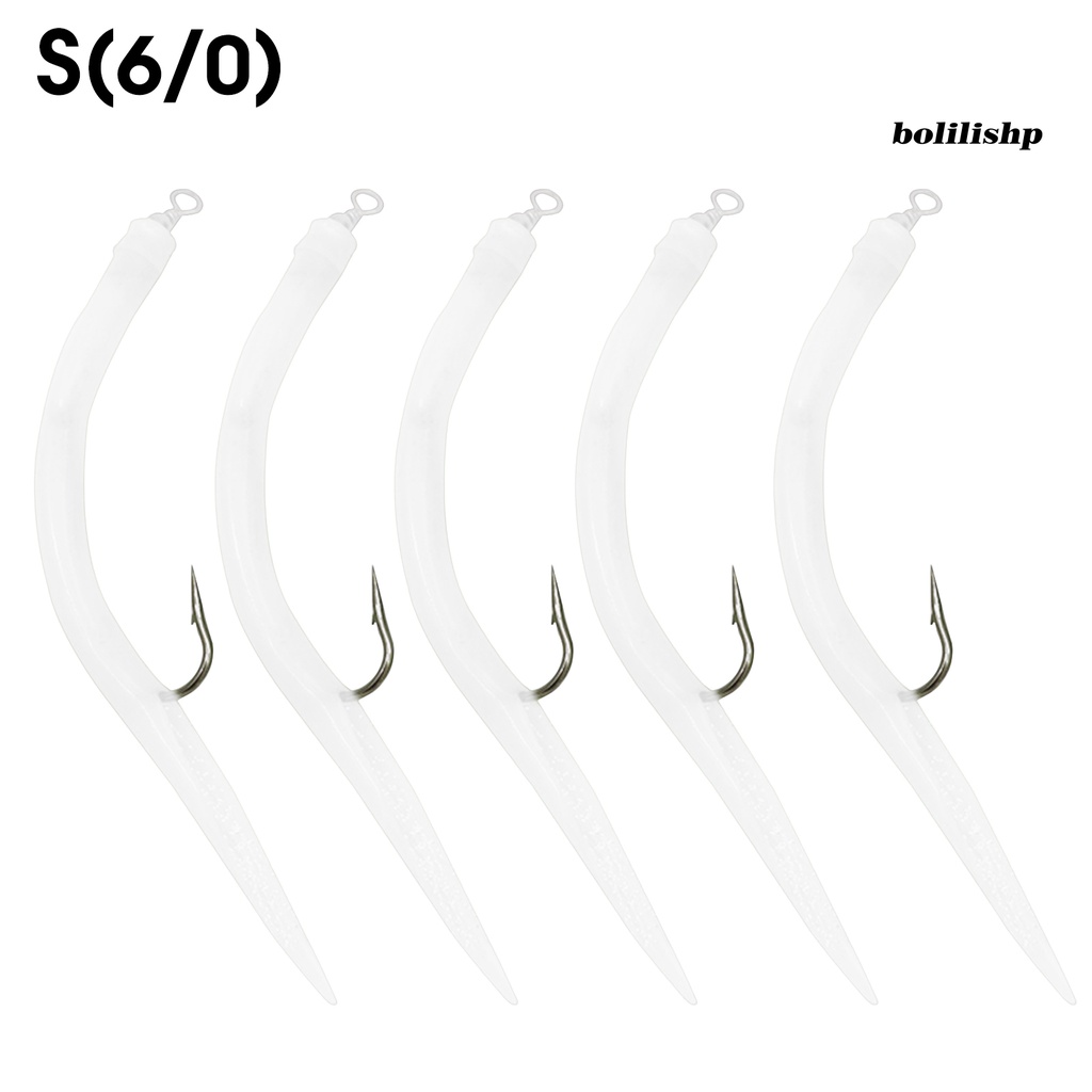 Bo-5pcs Tabung Belut Pancing Luminous Design Artificial Wobblers Metal Hook Belut Umpan Laut Memancing Palsu Lure Alat Pancing